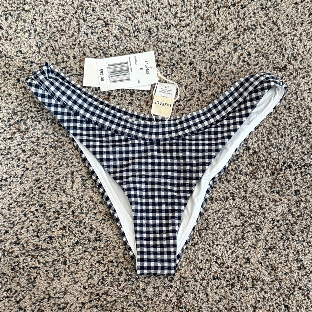 L*Space Black and White Gingham Bikini Mercer Bottom